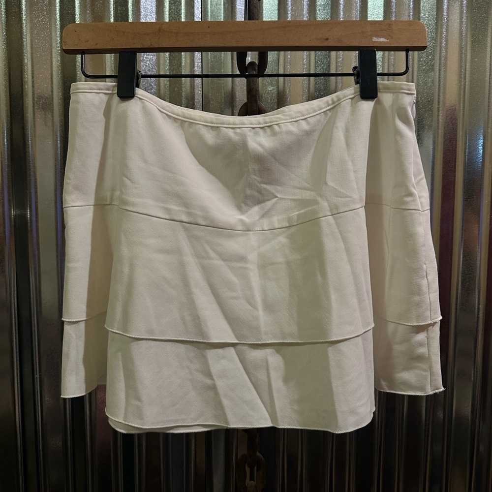 XOXO Cream Tiered Mini Skirt